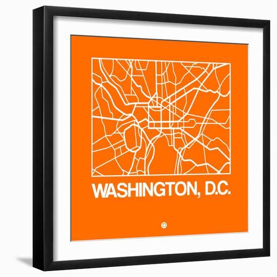 Orange Map of Washington, D.C.-NaxArt-Framed Art Print