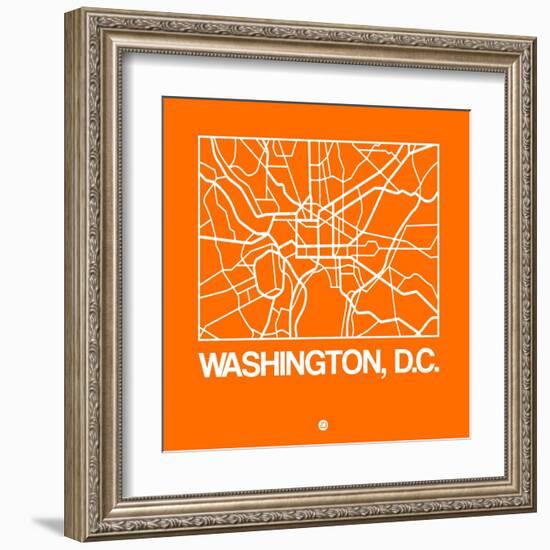 Orange Map of Washington, D.C.-NaxArt-Framed Art Print