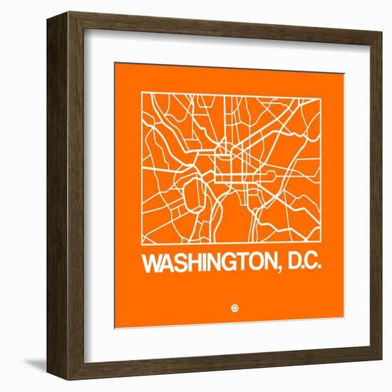 Orange Map of Washington, D.C.-NaxArt-Framed Art Print