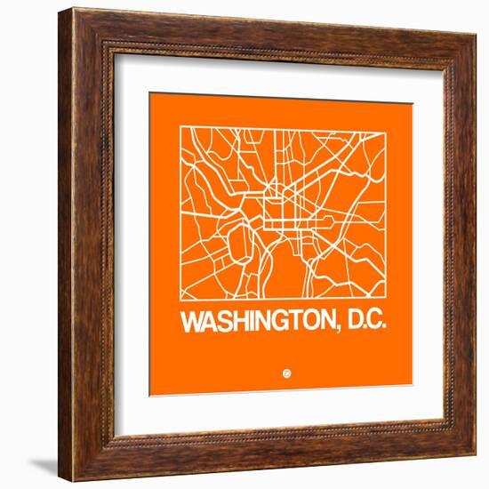 Orange Map of Washington, D.C.-NaxArt-Framed Art Print