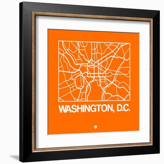 Orange Map of Washington, D.C.-NaxArt-Framed Art Print