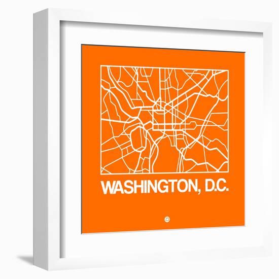 Orange Map of Washington, D.C.-NaxArt-Framed Art Print