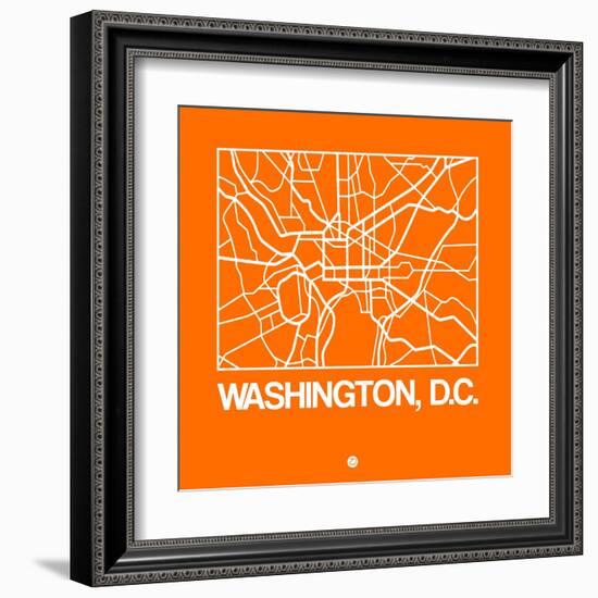 Orange Map of Washington, D.C.-NaxArt-Framed Art Print