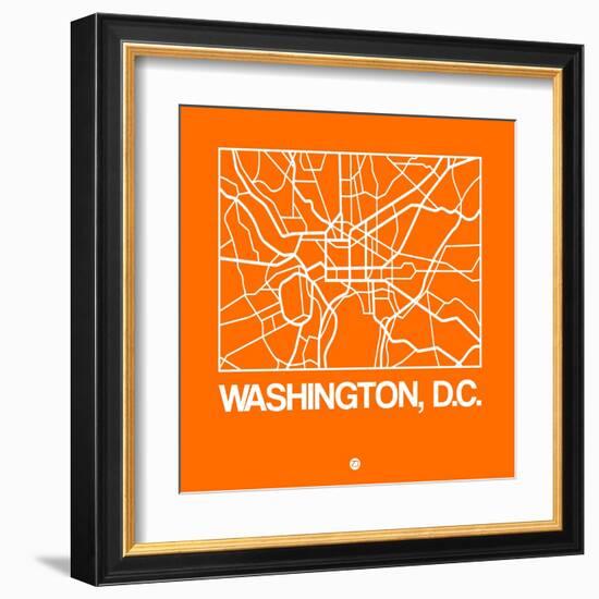 Orange Map of Washington, D.C.-NaxArt-Framed Art Print