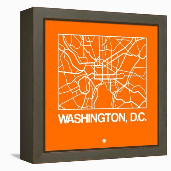 Orange Map of Washington, D.C.-NaxArt-Framed Stretched Canvas