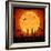 Orange Moon with Skull-losw-Framed Art Print