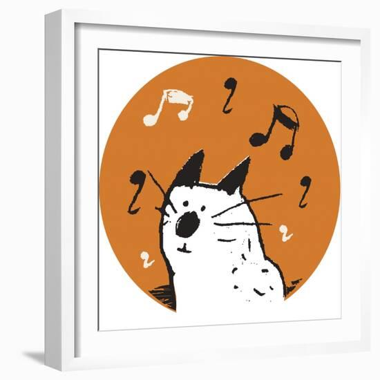 Orange Music Cat-Carla Martell-Framed Giclee Print