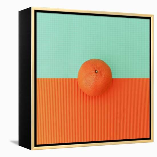 Orange on Bright Background. Minimalism Fashion-Evgeniya Porechenskaya-Framed Stretched Canvas