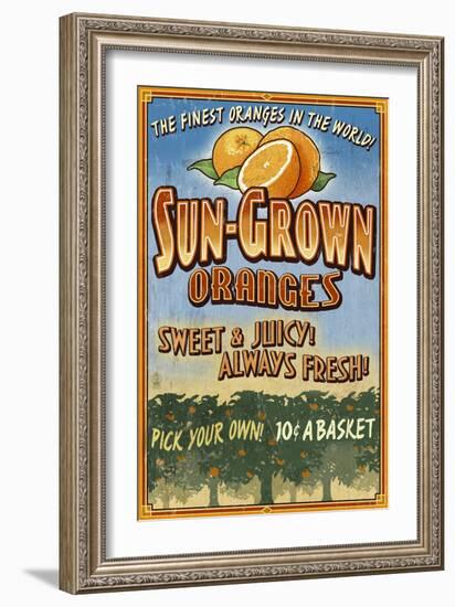 Orange Orchard - Vintage Sign-Lantern Press-Framed Art Print