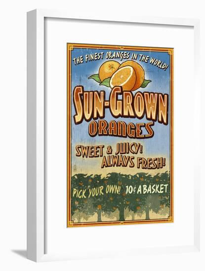 Orange Orchard - Vintage Sign-Lantern Press-Framed Art Print