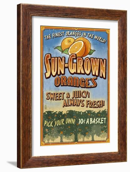 Orange Orchard - Vintage Sign-Lantern Press-Framed Art Print