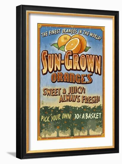 Orange Orchard - Vintage Sign-Lantern Press-Framed Art Print