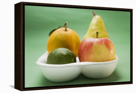 Orange, Pear, Lime and Apple in Polystyrene Tray-Foodcollection-Framed Premier Image Canvas