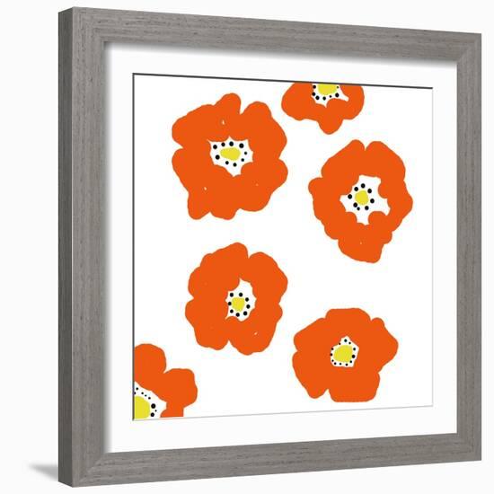 Orange Pop Flowers-Jan Weiss-Framed Art Print