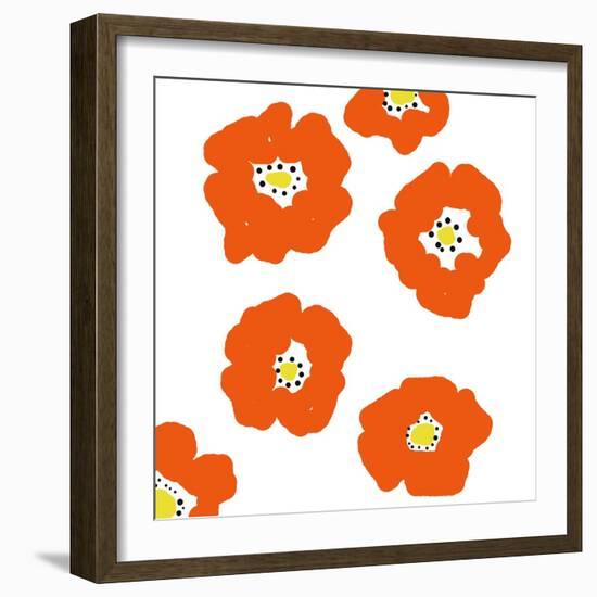 Orange Pop Flowers-Jan Weiss-Framed Art Print