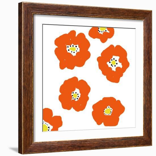 Orange Pop Flowers-Jan Weiss-Framed Art Print