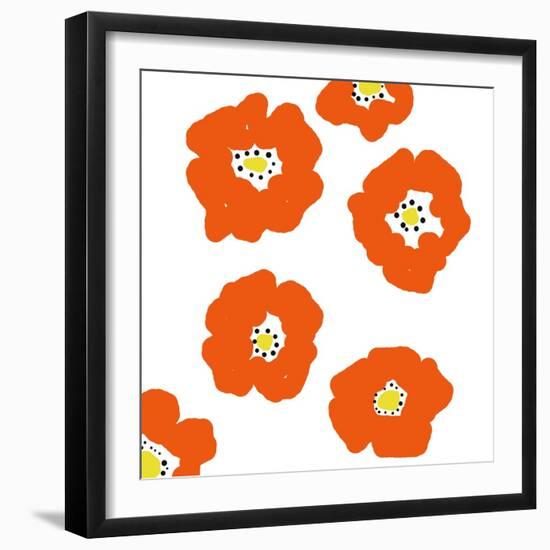 Orange Pop Flowers-Jan Weiss-Framed Art Print