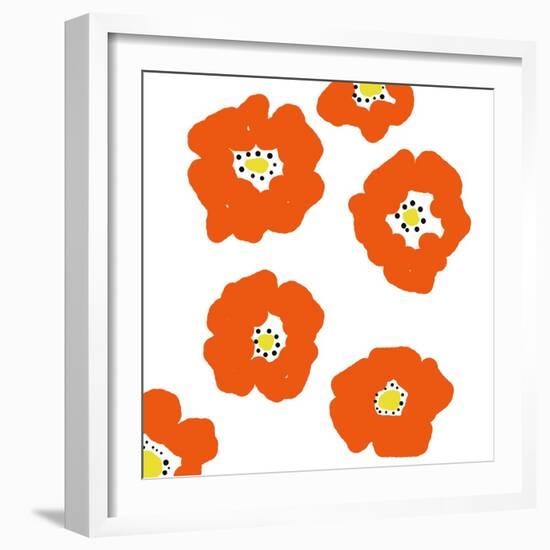 Orange Pop Flowers-Jan Weiss-Framed Art Print