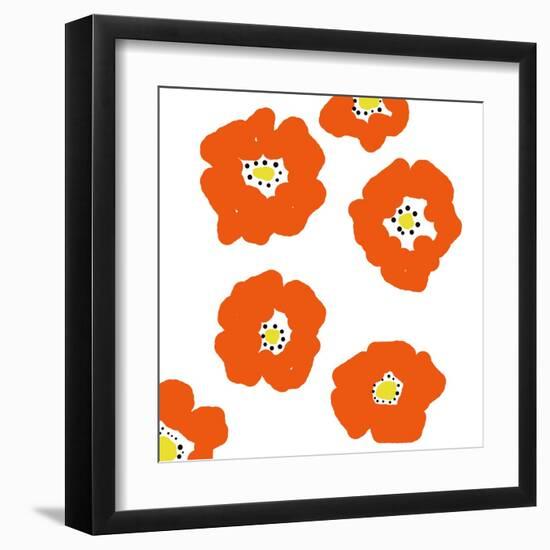 Orange Pop Flowers-Jan Weiss-Framed Art Print