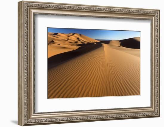 Orange Sand Dunes and Sand Ripples, Erg Chebbi Sand Sea, Sahara Desert Near Merzouga-Lee Frost-Framed Photographic Print