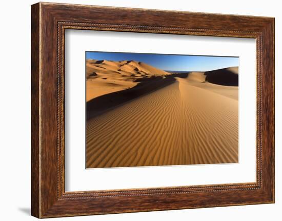 Orange Sand Dunes and Sand Ripples, Erg Chebbi Sand Sea, Sahara Desert Near Merzouga-Lee Frost-Framed Photographic Print