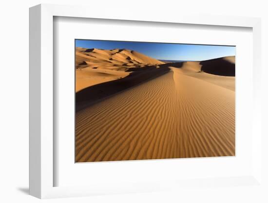 Orange Sand Dunes and Sand Ripples, Erg Chebbi Sand Sea, Sahara Desert Near Merzouga-Lee Frost-Framed Photographic Print