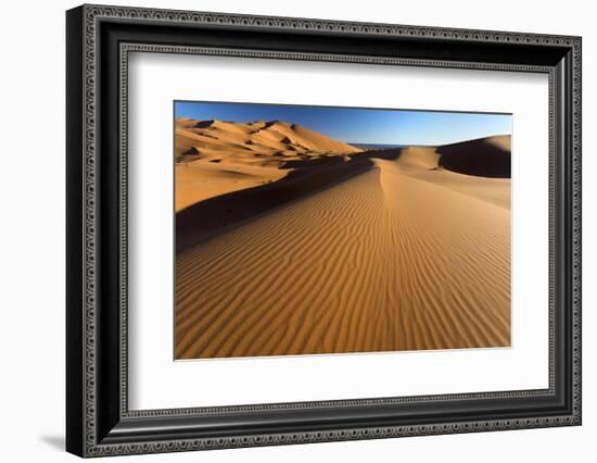 Orange Sand Dunes and Sand Ripples, Erg Chebbi Sand Sea, Sahara Desert Near Merzouga-Lee Frost-Framed Photographic Print