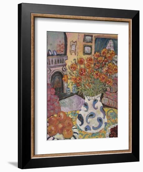 Orange Straw Flowers-Lorraine Platt-Framed Premium Giclee Print