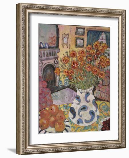 Orange Straw Flowers-Lorraine Platt-Framed Giclee Print