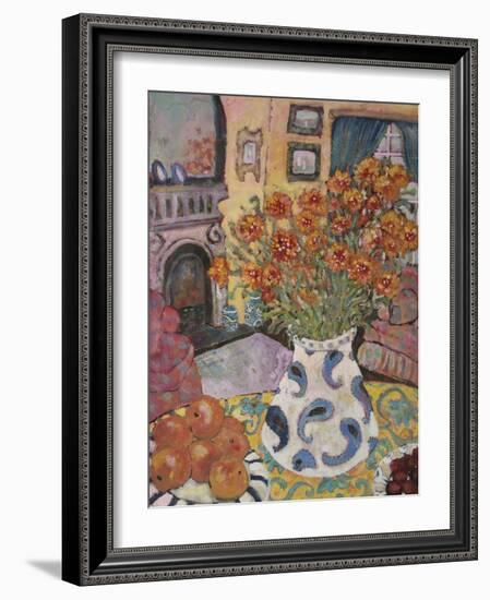 Orange Straw Flowers-Lorraine Platt-Framed Giclee Print