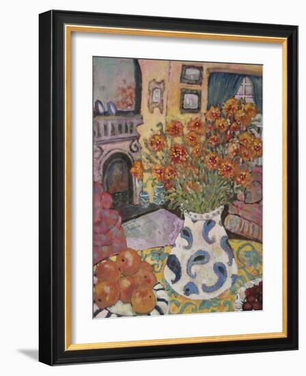 Orange Straw Flowers-Lorraine Platt-Framed Giclee Print