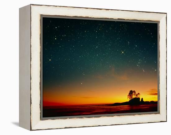 Orange Sunset with Orion, Gemini & Cancer-David Nunuk-Framed Premier Image Canvas