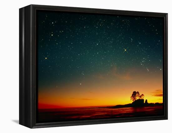 Orange Sunset with Orion, Gemini & Cancer-David Nunuk-Framed Premier Image Canvas