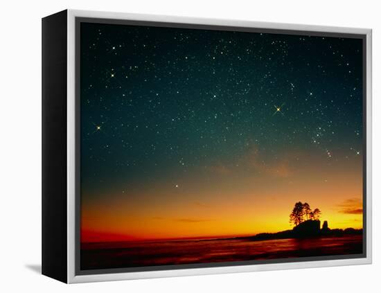 Orange Sunset with Orion, Gemini & Cancer-David Nunuk-Framed Premier Image Canvas