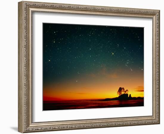 Orange Sunset with Orion, Gemini & Cancer-David Nunuk-Framed Photographic Print