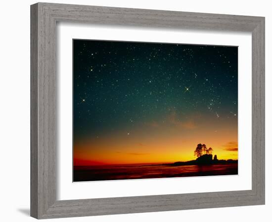 Orange Sunset with Orion, Gemini & Cancer-David Nunuk-Framed Photographic Print