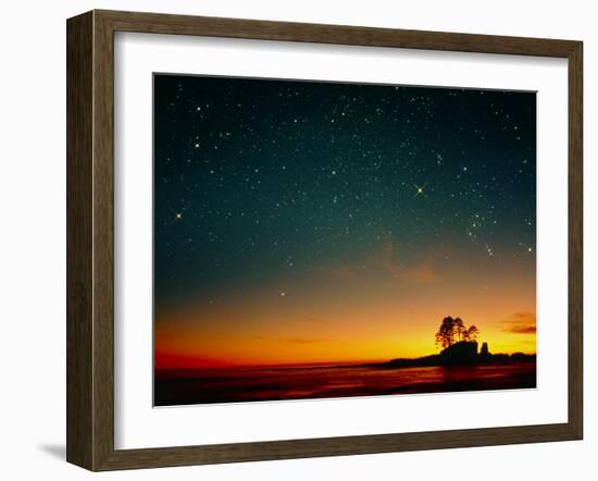 Orange Sunset with Orion, Gemini & Cancer-David Nunuk-Framed Photographic Print