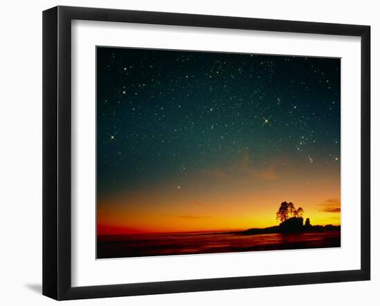 Orange Sunset with Orion, Gemini & Cancer-David Nunuk-Framed Photographic Print