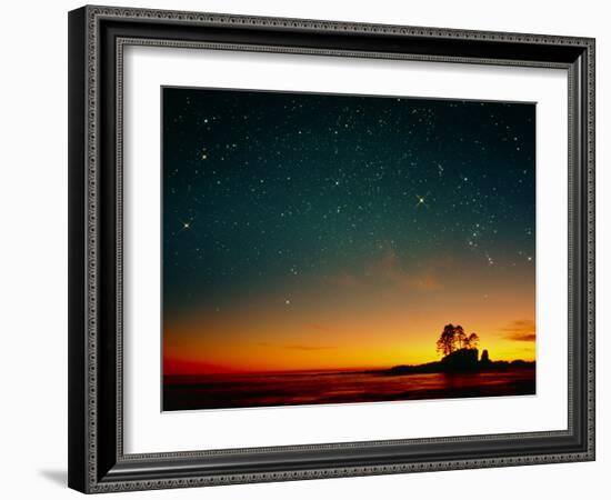 Orange Sunset with Orion, Gemini & Cancer-David Nunuk-Framed Photographic Print