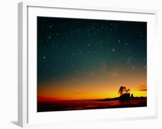 Orange Sunset with Orion, Gemini & Cancer-David Nunuk-Framed Photographic Print