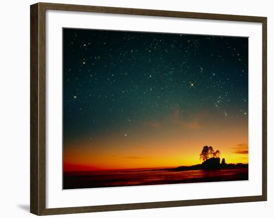 Orange Sunset with Orion, Gemini & Cancer-David Nunuk-Framed Photographic Print