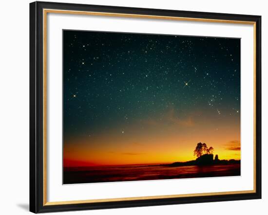 Orange Sunset with Orion, Gemini & Cancer-David Nunuk-Framed Photographic Print