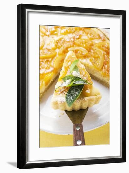 Orange Tart, Partly Sliced, with Slice on Server-Foodcollection-Framed Photographic Print