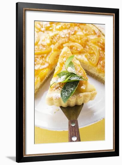 Orange Tart, Partly Sliced, with Slice on Server-Foodcollection-Framed Photographic Print