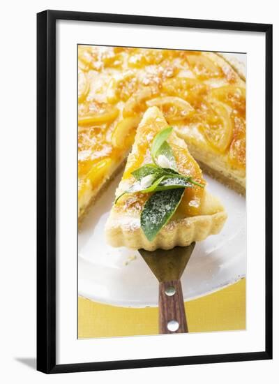 Orange Tart, Partly Sliced, with Slice on Server-Foodcollection-Framed Photographic Print