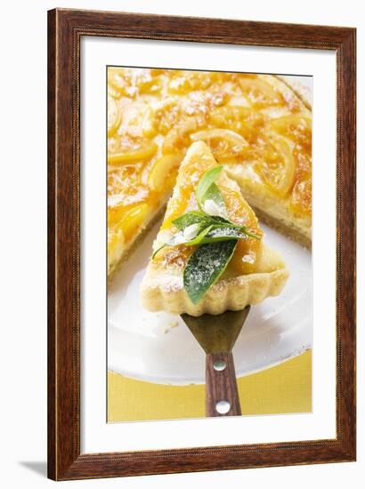 Orange Tart, Partly Sliced, with Slice on Server-Foodcollection-Framed Photographic Print