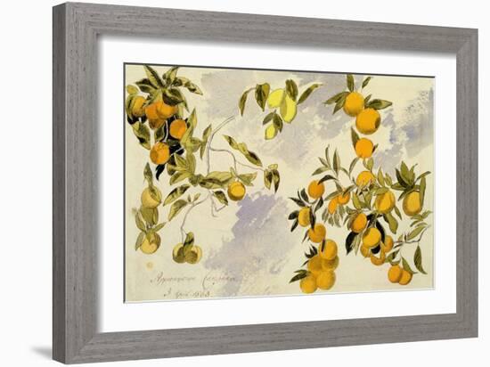 Orange Trees, 1863 (W/C, Pen and Ink over Graphite on Heavy Wove Paper)-Edward Lear-Framed Giclee Print