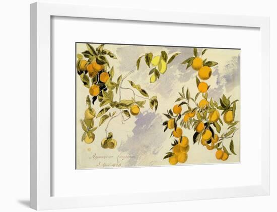 Orange Trees, 1863 (W/C, Pen and Ink over Graphite on Heavy Wove Paper)-Edward Lear-Framed Giclee Print