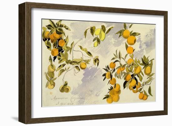Orange Trees, 1863 (W/C, Pen and Ink over Graphite on Heavy Wove Paper)-Edward Lear-Framed Giclee Print