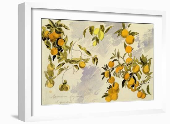 Orange Trees, 1863 (W/C, Pen and Ink over Graphite on Heavy Wove Paper)-Edward Lear-Framed Giclee Print